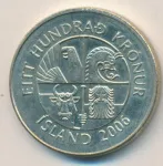 Исландия 100 крон, 2006 (100 крон. Исландия 2006)