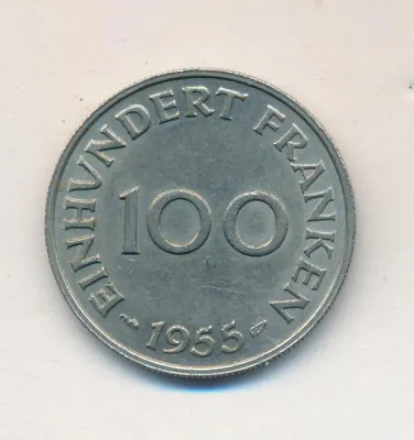 Саар 100 франков, 1955 (100 франков. Германия Саарленд 1955)