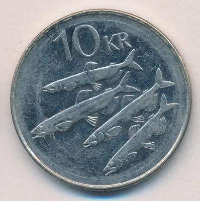 Исландия 10 крон, 1996 (10 крон. Исландия 1996)