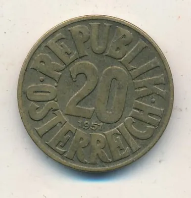 Австрия 20 грошей, 1951 (20 грошей. Австрия 1951)