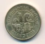 Исландия 100 крон, 2004 (100 крон. Исландия 2004)