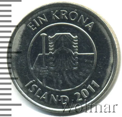 Исландия 1 крона, 2011 (1 крона. Исландия 2011г. St.)