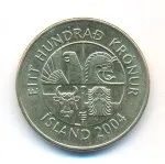 Исландия 100 крон, 2004 (100 крон. Исландия. 2004)